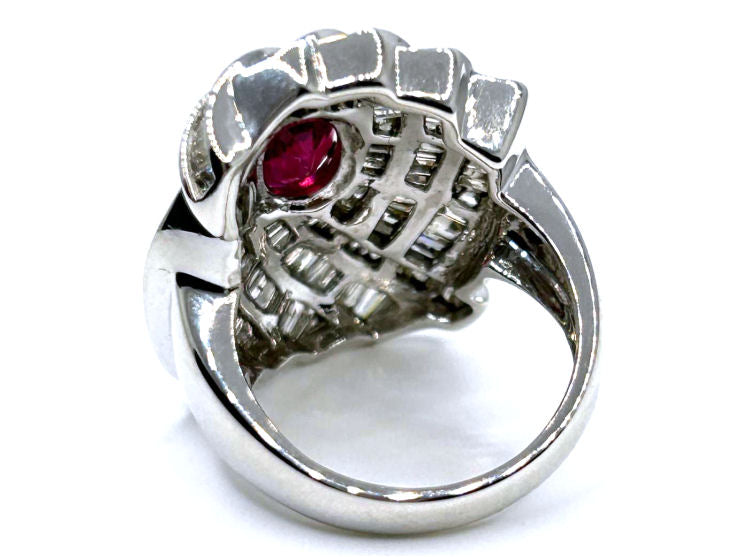 4.29ct Ruby and Diamond Set in 14K White Gold Ring