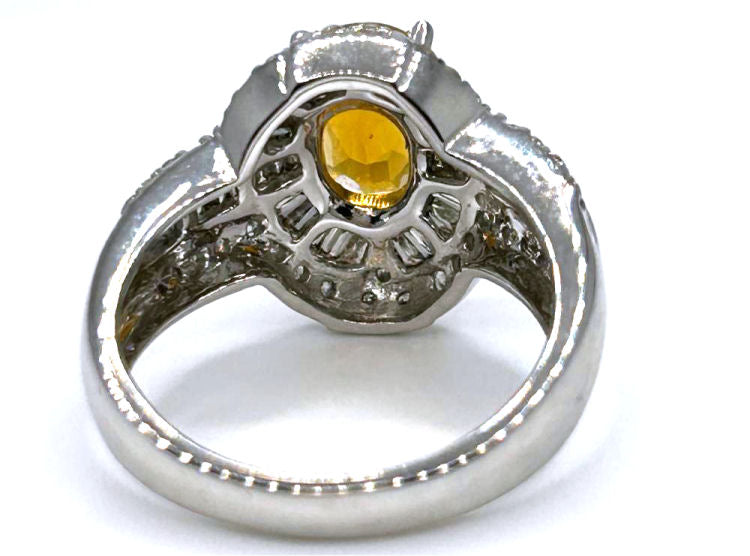 2.41ct Citrine & Diamond Ring in 14K White Gold