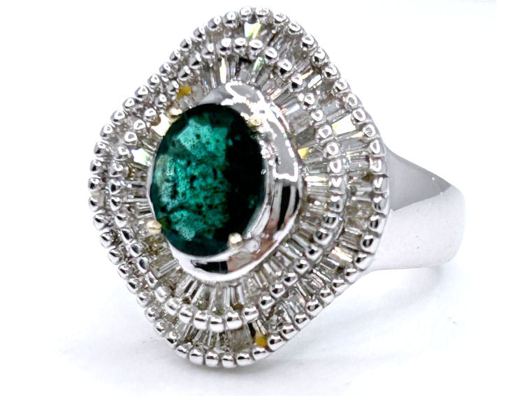 2.46ct Emerald & Diamond Ring in 14K White Gold