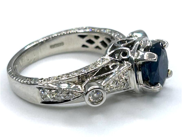 2.57ct Ceylon Sapphire & Diamond Ring in 18K White Gold