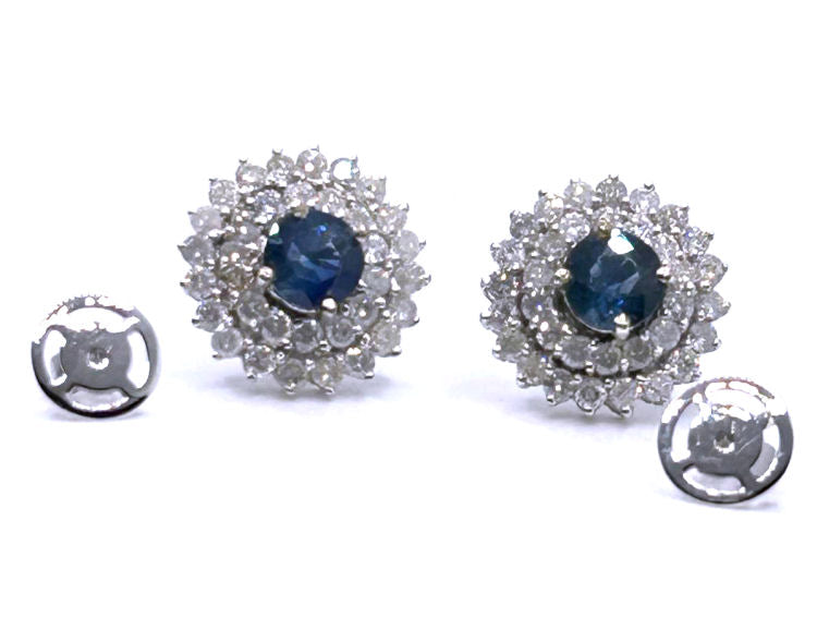 5.60ct Ceylon Sapphire & Diamond Earrings in 12K White Gold