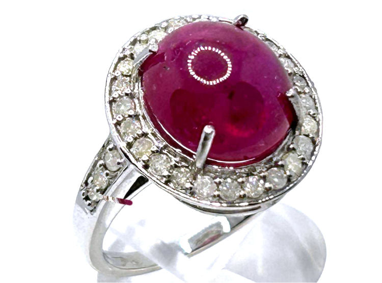 10.25ct Ruby & Diamond Ring in 14k White Gold