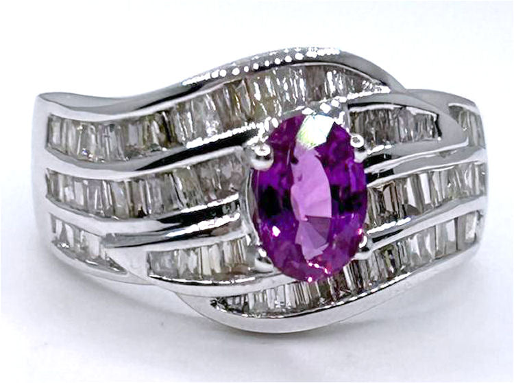 2.25ct Sapphire & Diamond Ring in 18K White Gold
