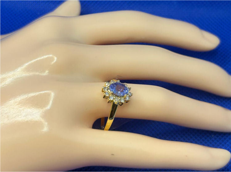 1.14ct Tanzanite & Diamond Ring in 14K Yellow Gold