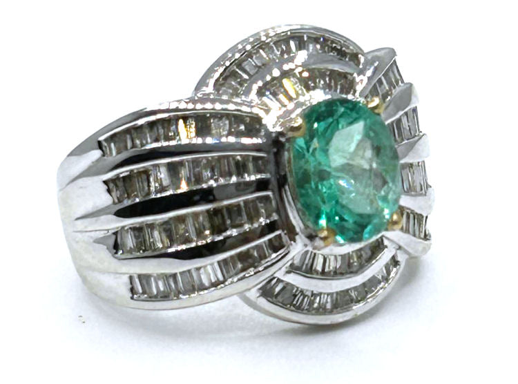 3.20ct Emerald & Diamond Ring in 18K White Gold
