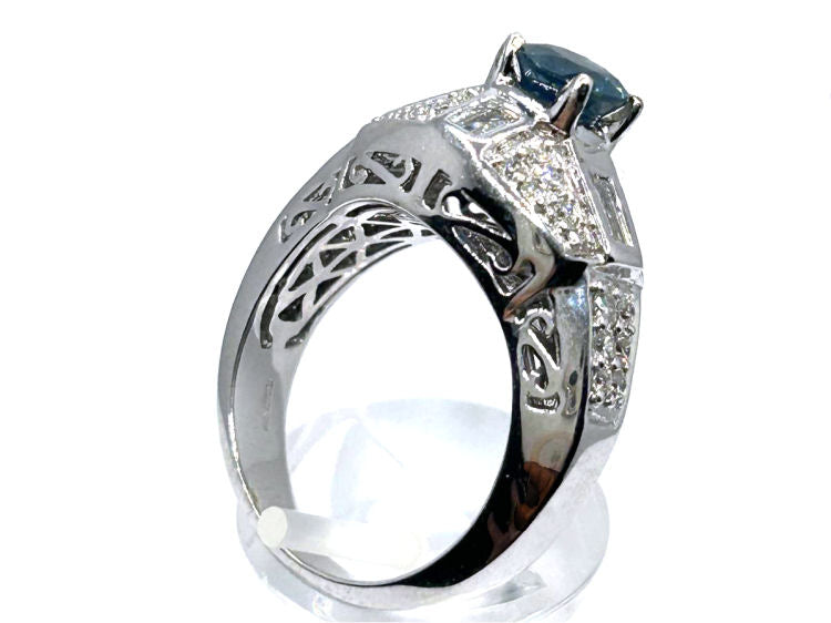 1.91ct Ceylon Sapphire & Diamond Ring in 18K White Gold