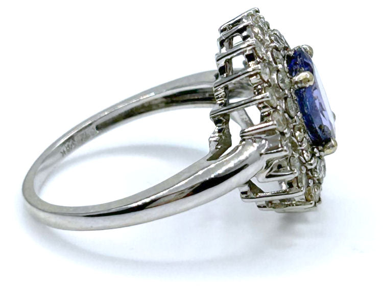 3.26 ctw Diamond and Tanzanite Set in 18K White Gold Ring