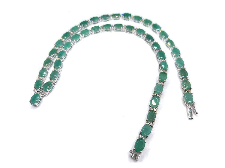 37.00ct Emerald & Diamond Necklace in 14K White Gold