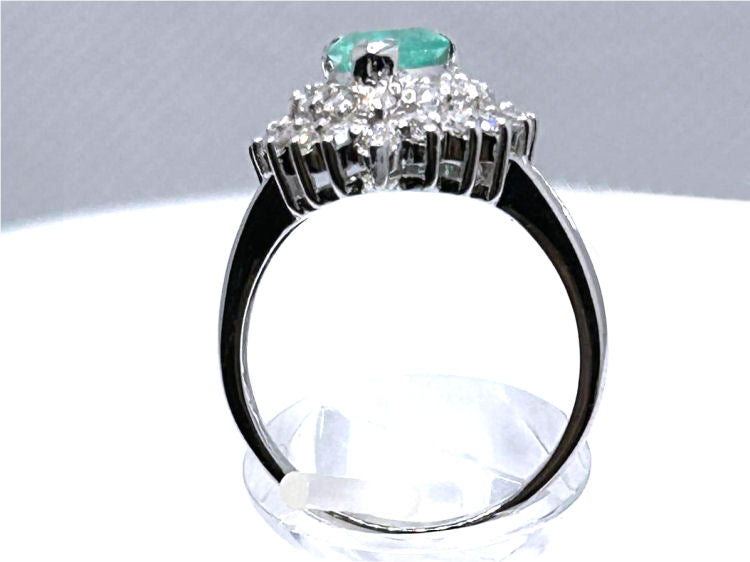 Striking 1.99ct Diamond & Emerald 18K White Gold Ring