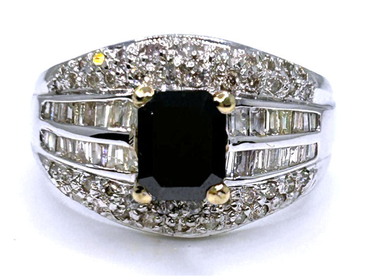 2.06ct White & Black Diamond Ring in 14k White Gold