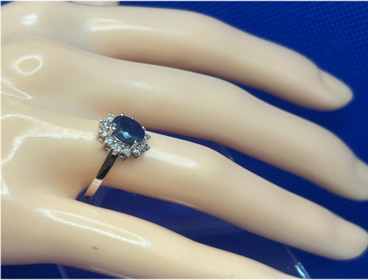 1.14ct Sapphire & Diamond Ring in 14K White Gold