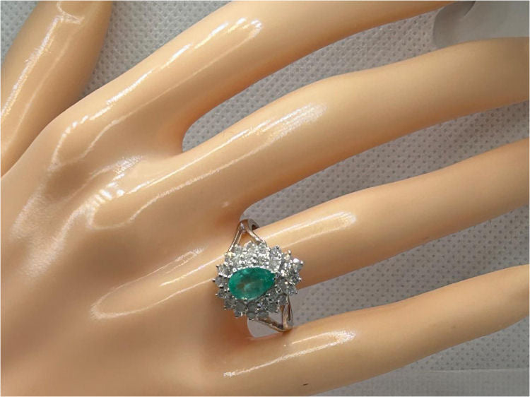 1.58ct Colombian Emerald & Diamond Ring in 18K White Gold