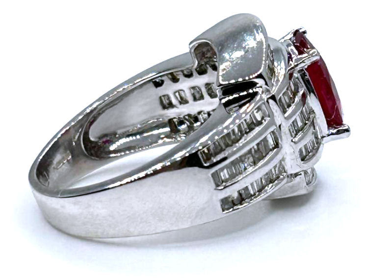 4.27ct Ruby & Diamond Ring in 14K White Gold
