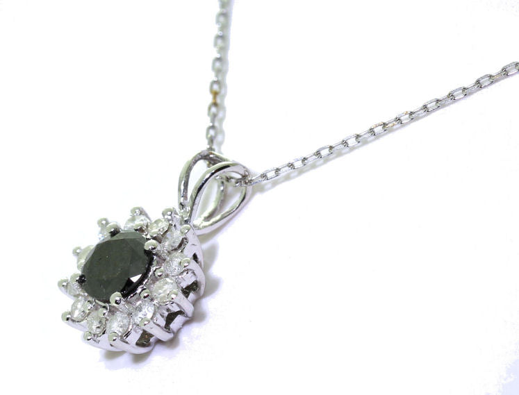 1.00ct Black & White Diamond Necklace in 18K & 14K White Gold