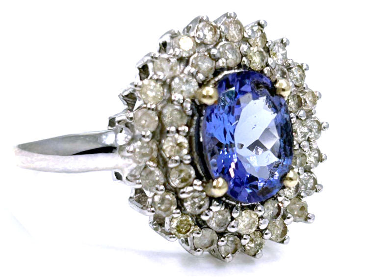 3.26 ctw Diamond and Tanzanite Set in 18K White Gold Ring