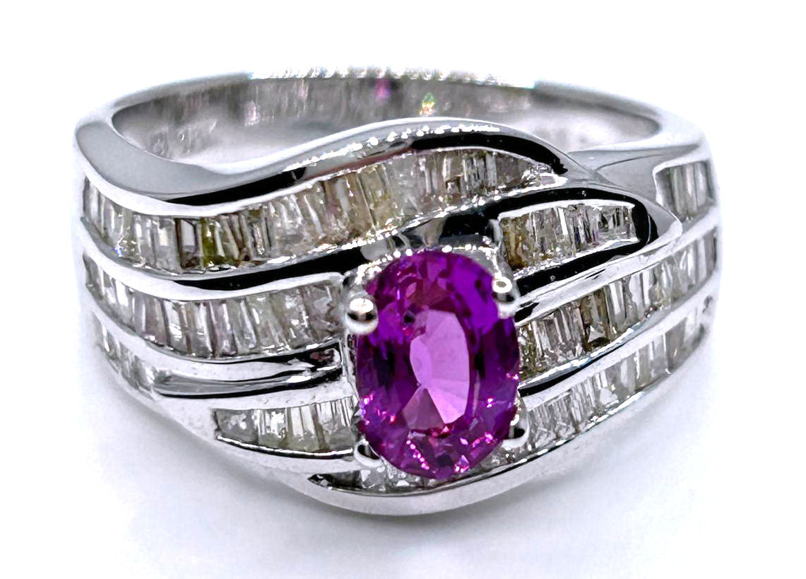 2.25ct Sapphire & Diamond Ring in 18K White Gold