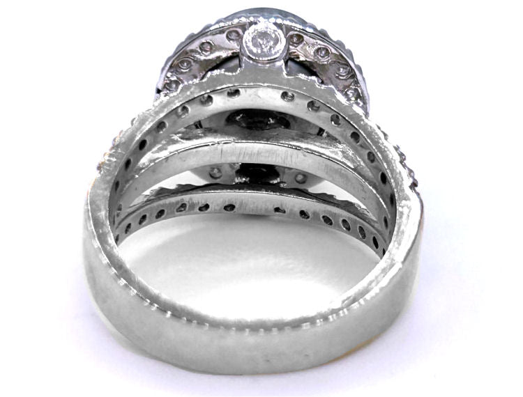 0.90ctw Diamond and Tahitian Pearl Set in 18K White Gold Ring