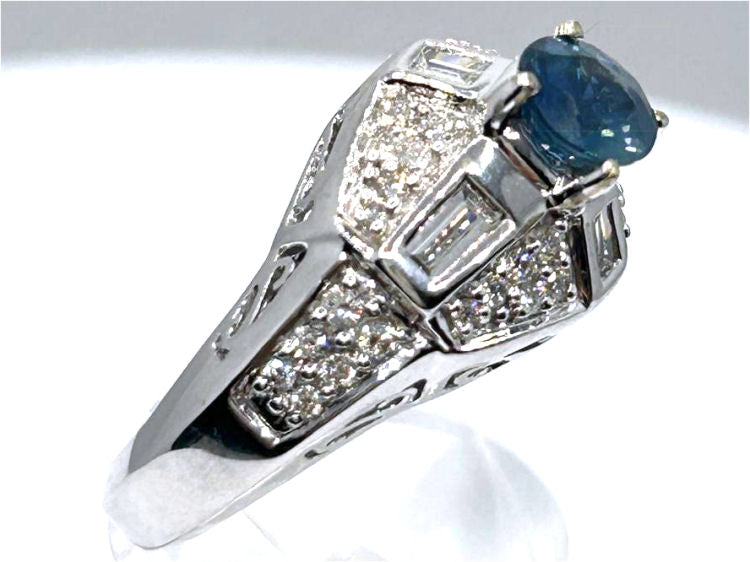 1.91ct Ceylon Sapphire & Diamond Ring in 18K White Gold