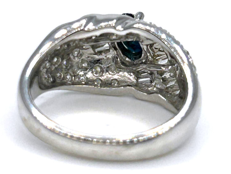 1.38 Ct Diamond Blue Sapphire Ring in 18k White Gold