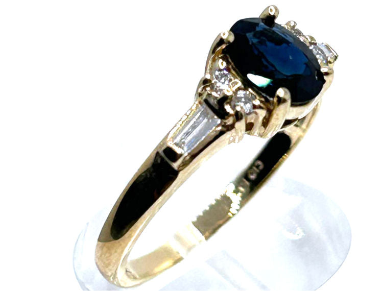 0.95ctw Diamond and Sapphire In 14K Yellow Gold Ring