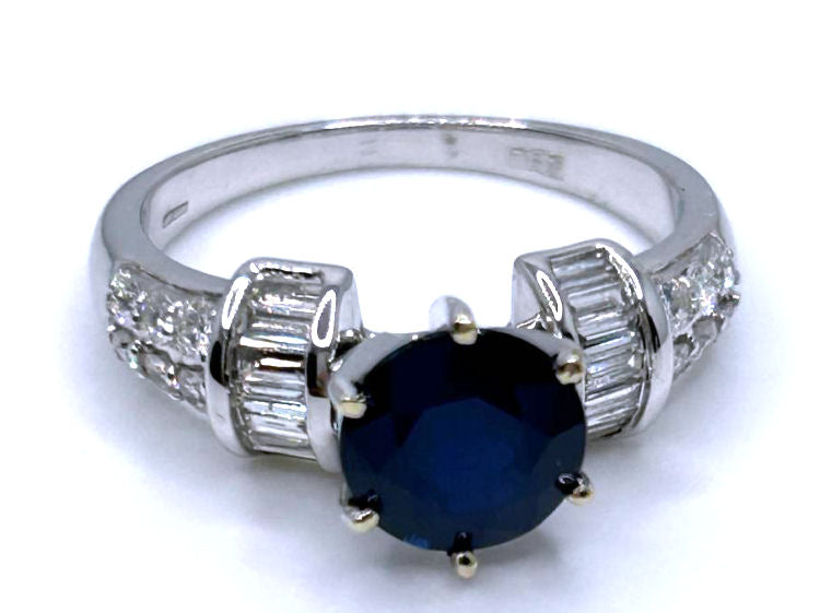 2.55ctw Diamond and Ceylon Sapphire Set in 18K White Gold Ring