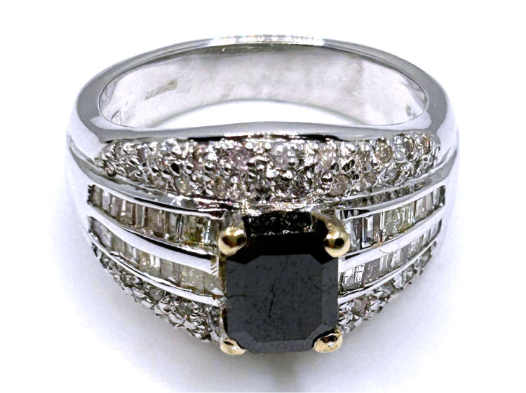2.06ct White & Black Diamond Ring in 14k White Gold