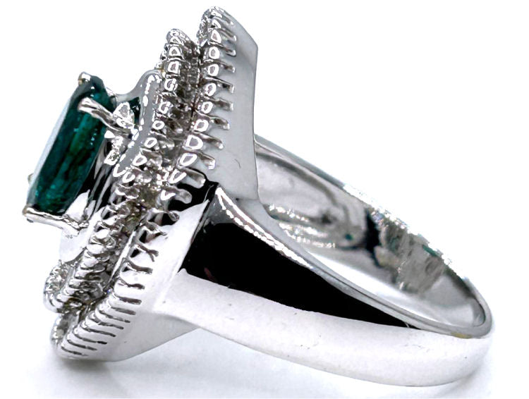 2.46ct Emerald & Diamond Ring in 18K White Gold