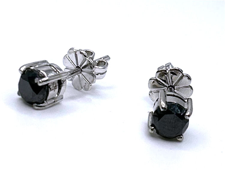 1.50ct Black Diamond Earrings in 14K White Gold