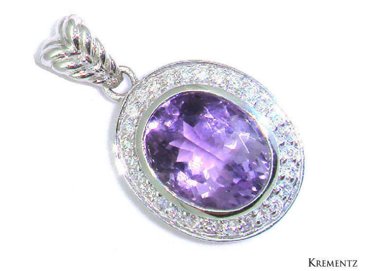 4.60ct Amethyst and Diamond Necklace In 14kt White Gold