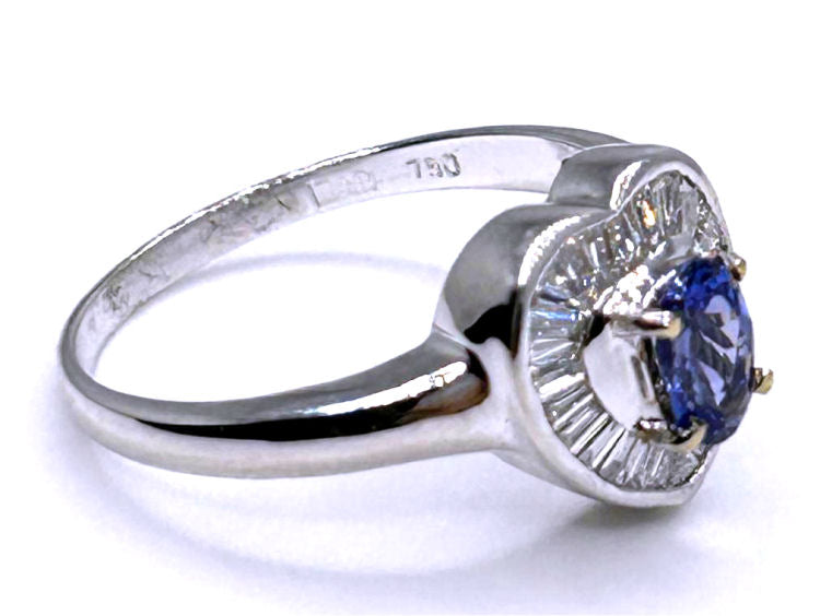 0.95ct Tanzanite & Diamond Diamond Ring in 18k White Gold