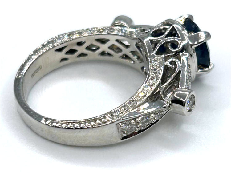 2.57ct Ceylon Sapphire & Diamond Ring in 18K White Gold