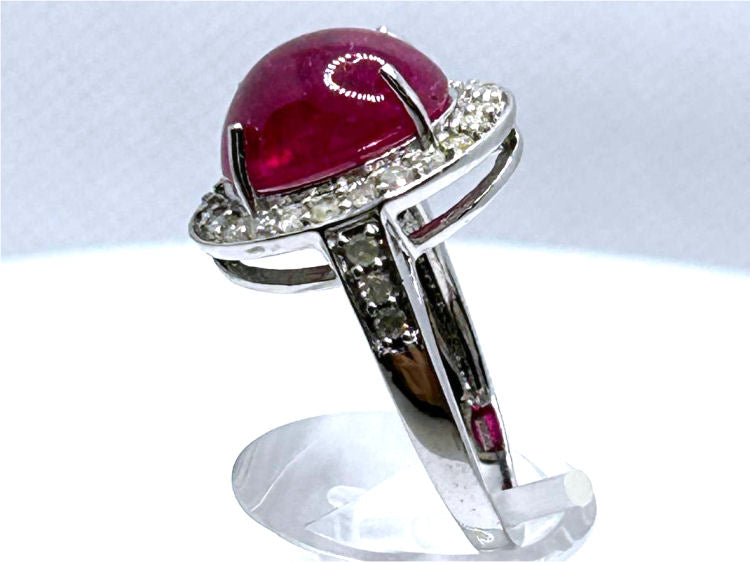 10.25ct Ruby & Diamond Ring in 14k White Gold