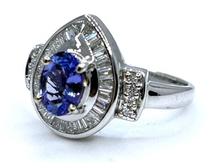 1.90ct Tanzanite & Diamond Ring in 18K White Gold