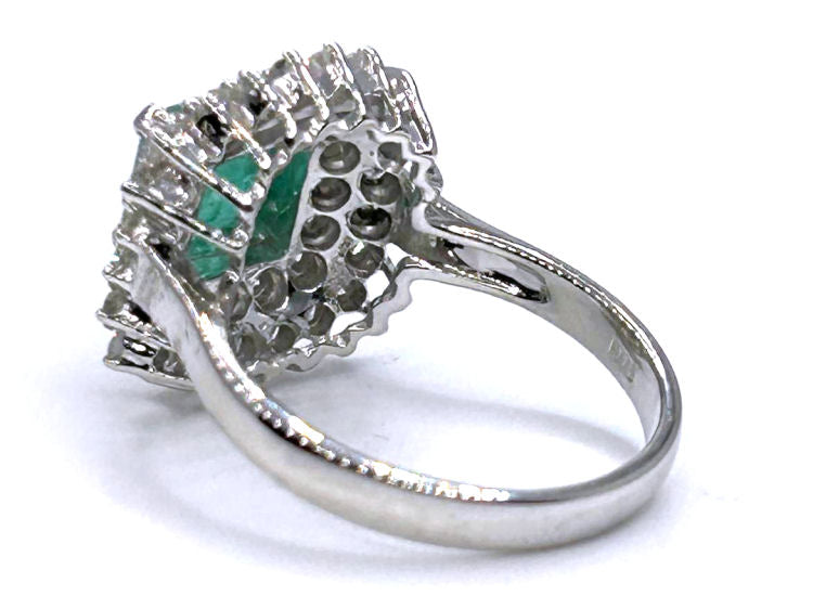 2.40ct Emerald & Diamond Ring in 18K White Gold