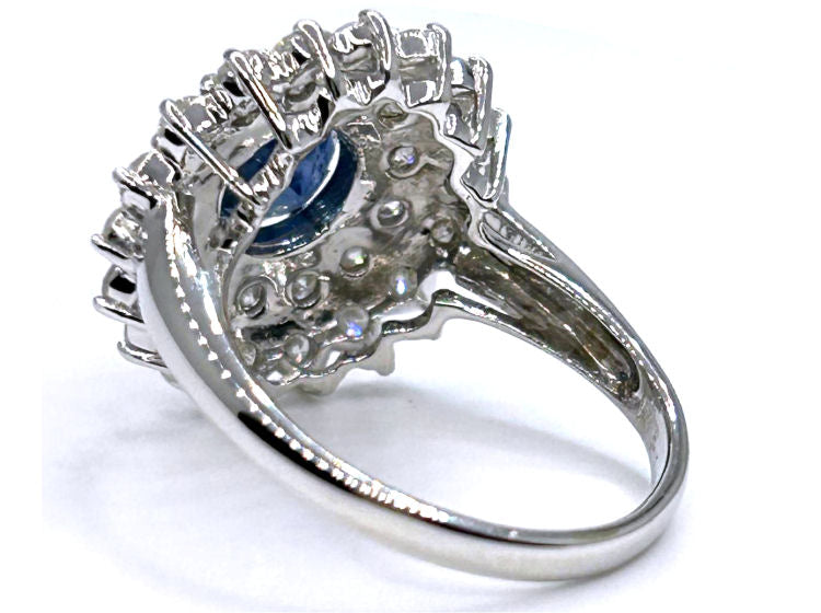 3.18ct Ceylon Sapphire & Diamond Ring in 14K White Gold