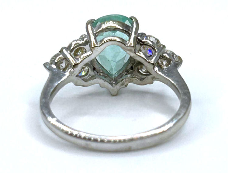 1.94ct Colombian Emerald & Diamond Cluster Ring in 14K White Gold