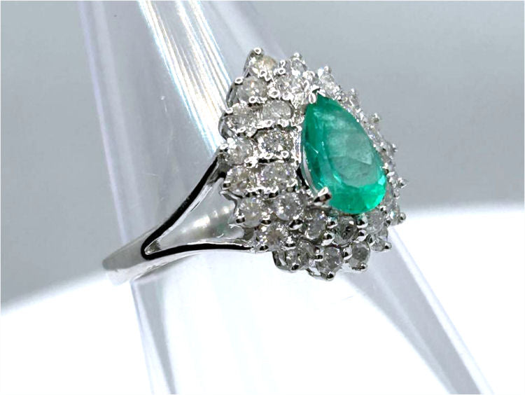 1.58ct Colombian Emerald & Diamond Ring in 18K White Gold