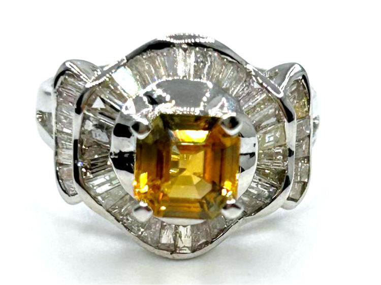 2.05 Carat Sapphire Diamond Ring in 18k White Gold
