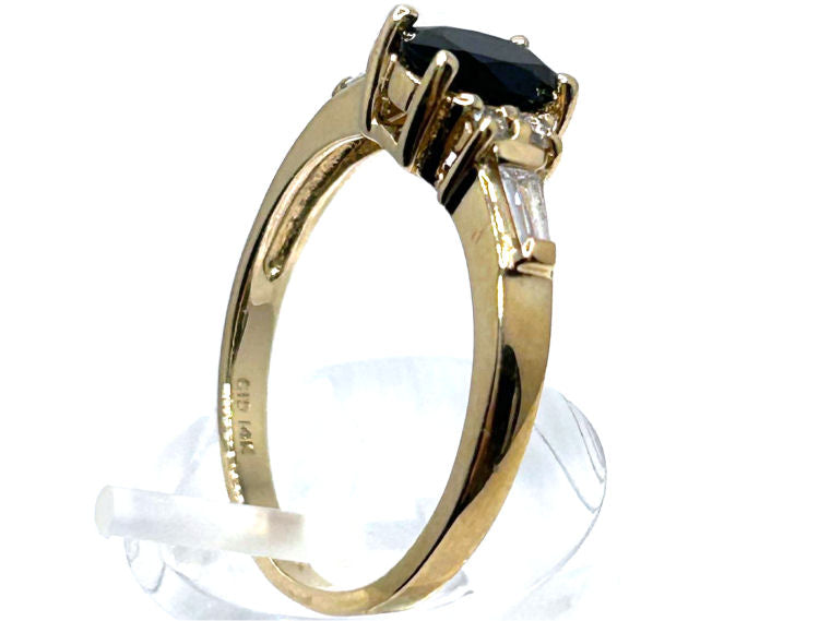 0.95ctw Diamond and Sapphire In 14K Yellow Gold Ring
