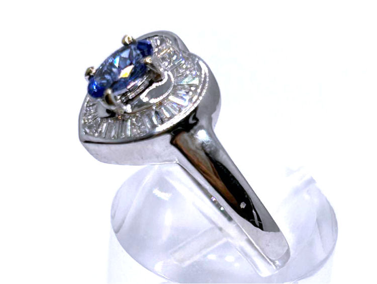 0.95ct Tanzanite & Diamond Diamond Ring in 18k White Gold