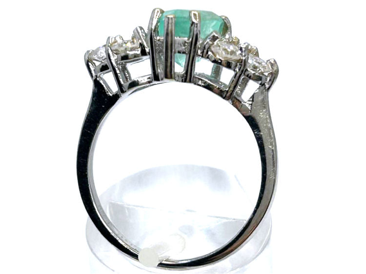 2.93ct Colombian Emerald & Diamond Cluster Ring in 14K White Gold