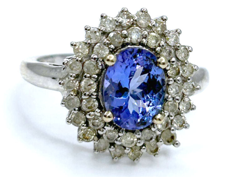 3.26 ctw Diamond and Tanzanite Set in 18K White Gold Ring