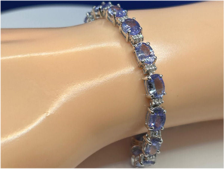 19.30ct Tanzanite & Diamond Bracelet in 14K White Gold