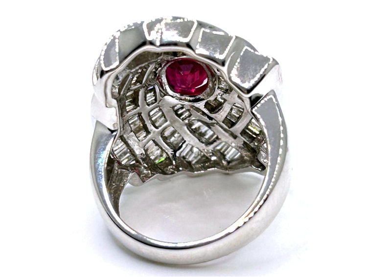 4.29ct Ruby and Diamond Set in 14K White Gold Ring