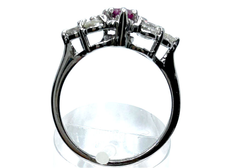 1.73ct Ruby & Diamond Cluster Ring in 14K White Gold