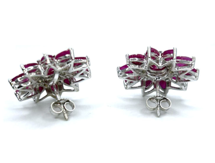6.47ct Ruby & Diamond Earrings in 18K White Gold