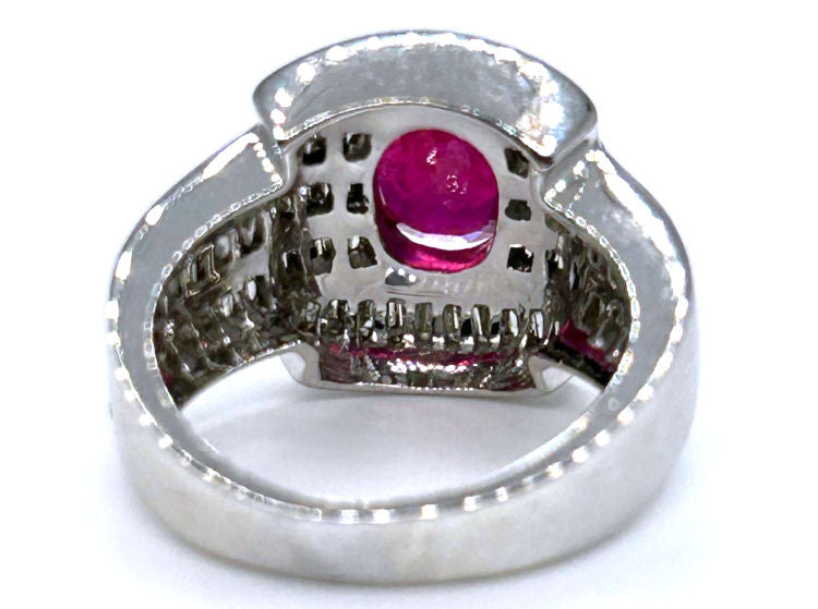 4.27ct Ruby & Diamond Ring in 14K White Gold