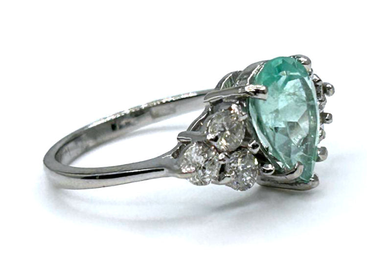 3.20ct Colombian Emerald & Diamond Cluster Ring in 14K White Gold