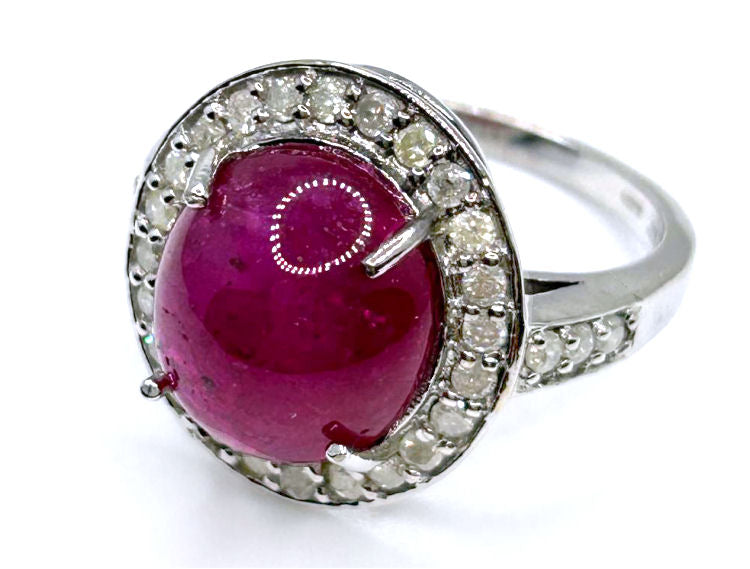 10.25ct Ruby & Diamond Ring in 14k White Gold