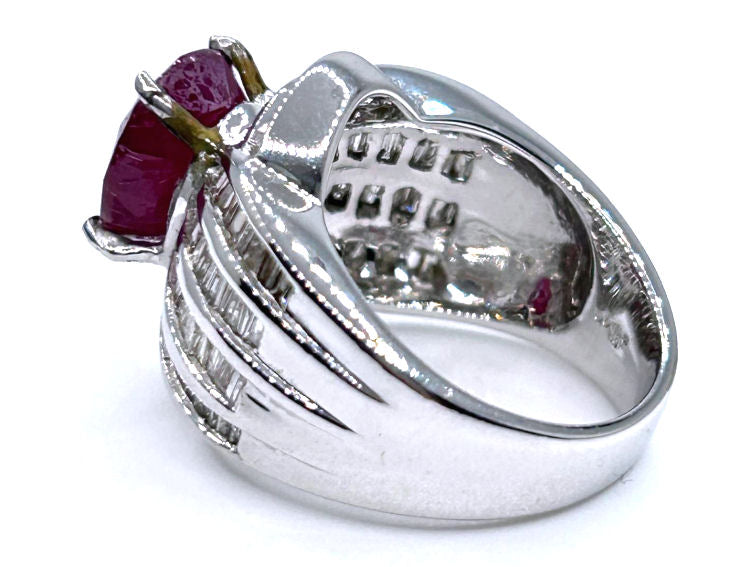 4.30ct Ruby & Diamond Ring in 14K White Gold